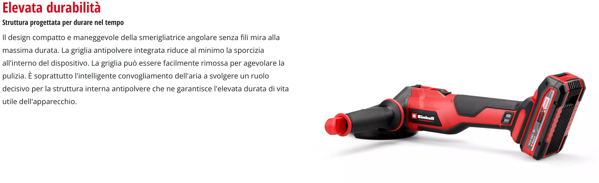 Smerigliatrice Angolare Brushless a Testa Piatta 18V EINHELL PROFESSIONAL TP-AG 18/125 F Li BL-Solo