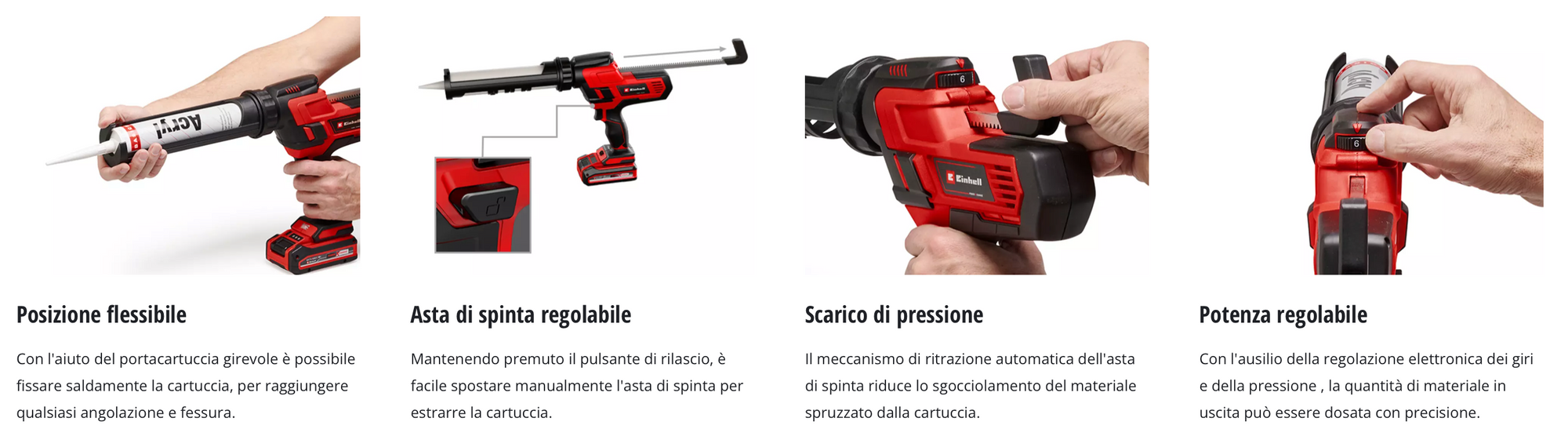 Pistola per Silicone e Sigillanti 18V EINHELL TE-SG 18/10 Li-Solo