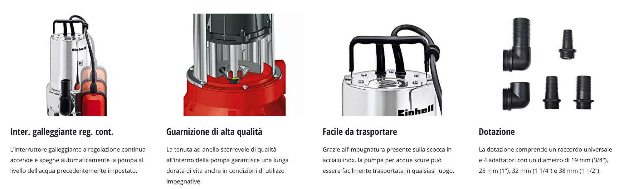 Pompa Sommersa per Acque Sporche in Acciaio Inox EINHELL GC-DP 1020 N