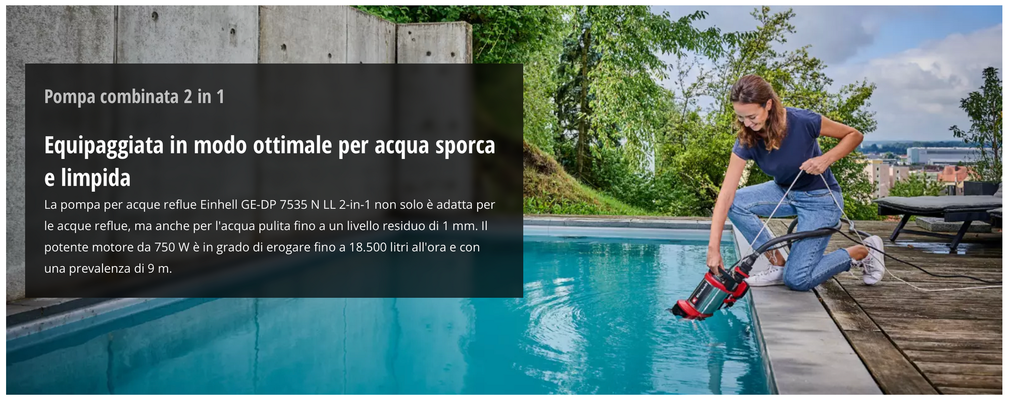 Pompa Sommersa Professionale per Acque Sporche EINHELL GC-DP 1340 G