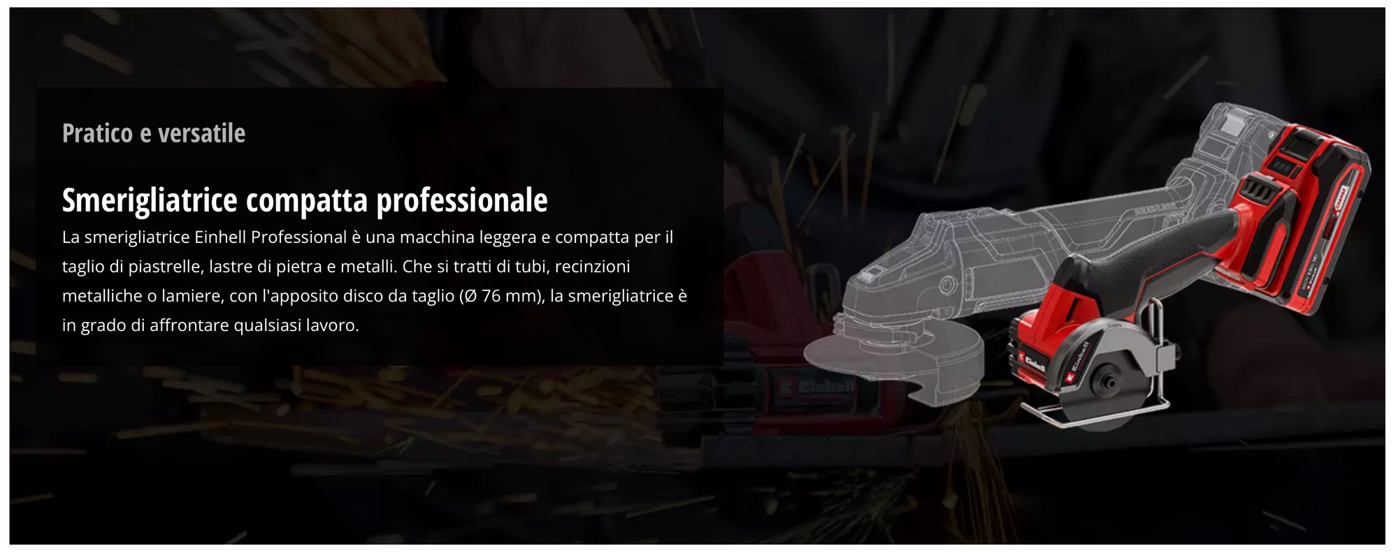 Smerigliatrice a disco Brushless 18V EINHELL PROFESSIONAL TP-CO 18/76-C Li BL-Solo