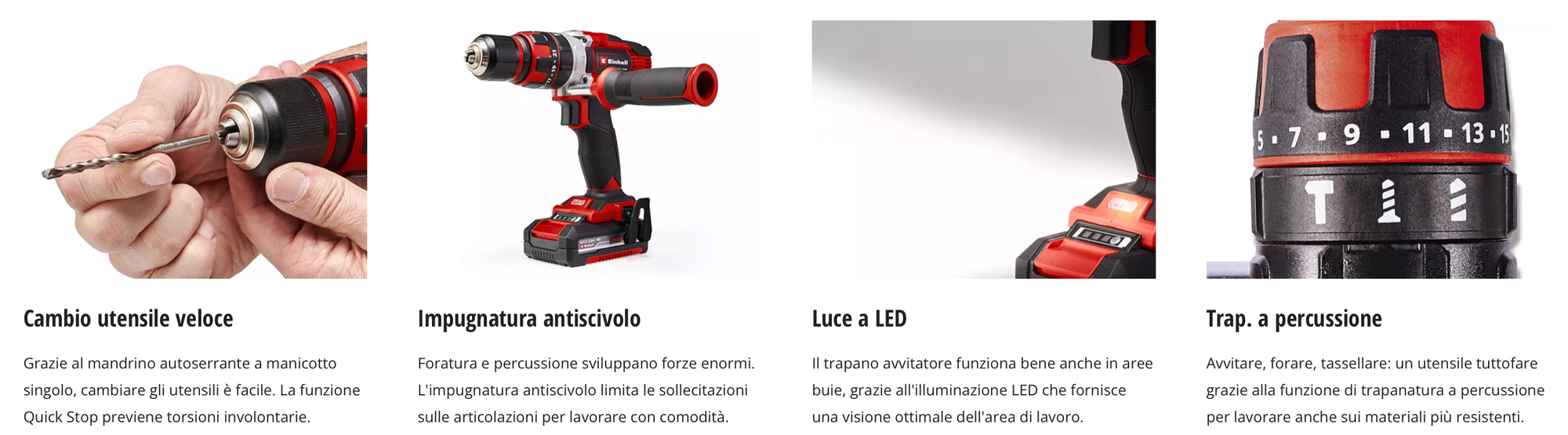 Trapano Avvitatore a Percussione 18V EINHELL TE-CD 18/48 Li-i (2x2,0 Ah)