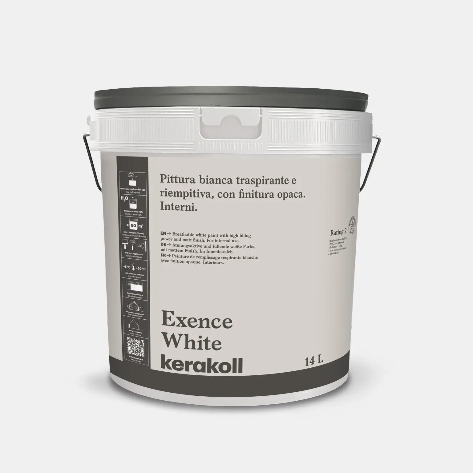 Pittura traspirante riempitiva ad alta copertura Exence White 14Litri