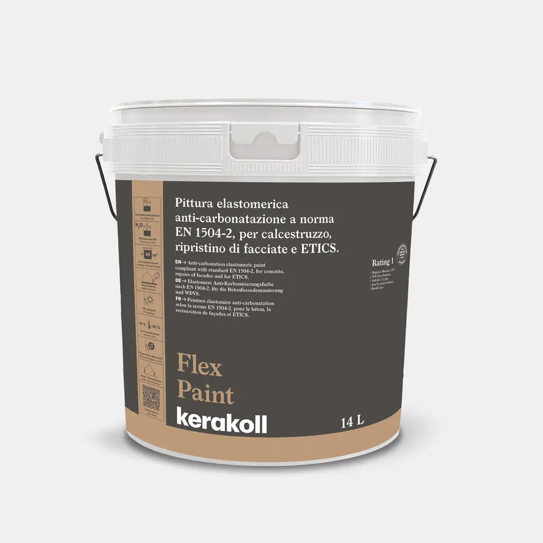 Pittura Elastomerica Anticarbonatazione per Facciate e Calcestruzzo Kerakoll Flex Paint 14Litri
