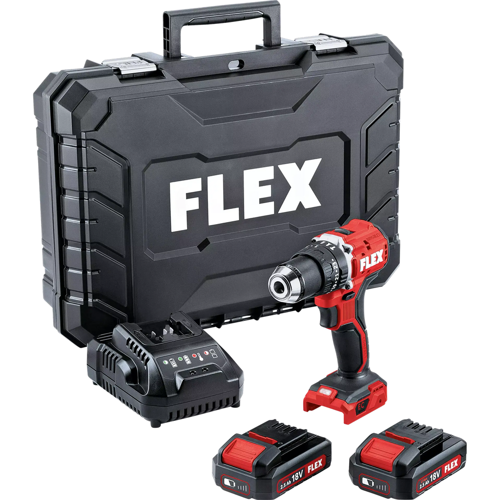 Trapano Avvitatore a Percussione FLEX PD 2G 18.0-EC LD/2.5 Set 18V Brushless – 2 Batterie 2,5 Ah