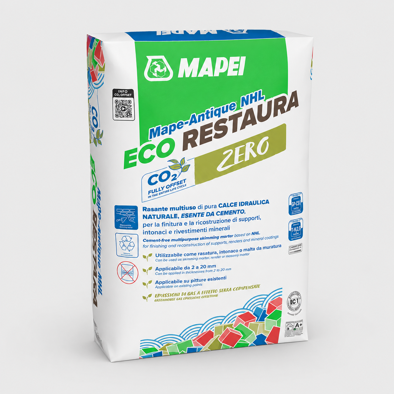 Malta da Muratura Traspirante per il Restauro di Edifici Storici Mape-Antique NHL Eco Restaura 25Kg