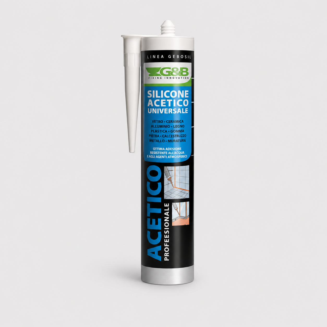 Sigillante Universale GEBOSIL SILICONE ACETICO PROFESSIONALE Trasparente