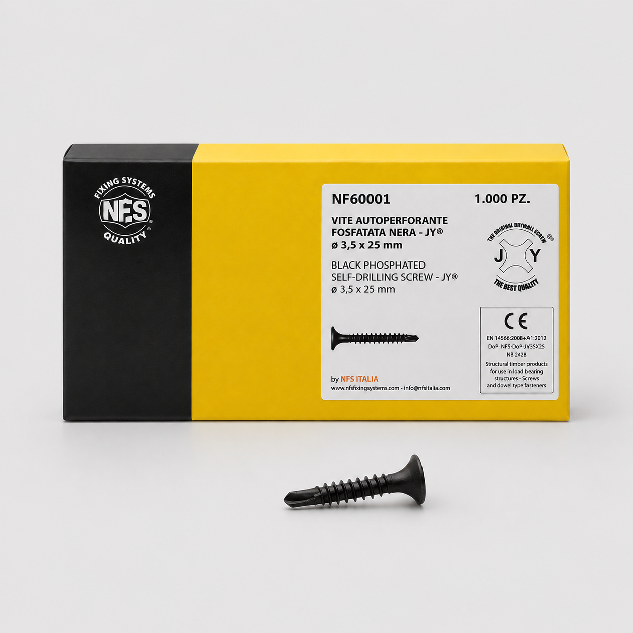Vite autoperforante JY Akifix fosfatata nera o 3,5 x 25 mm