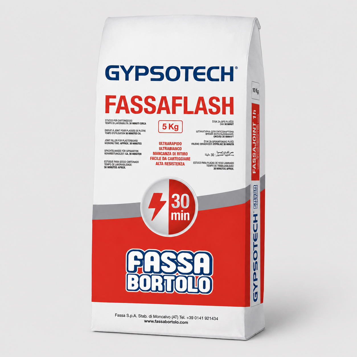 Stucco in polvere per cartongesso e rasature interne FASSAFLASH 5Kg