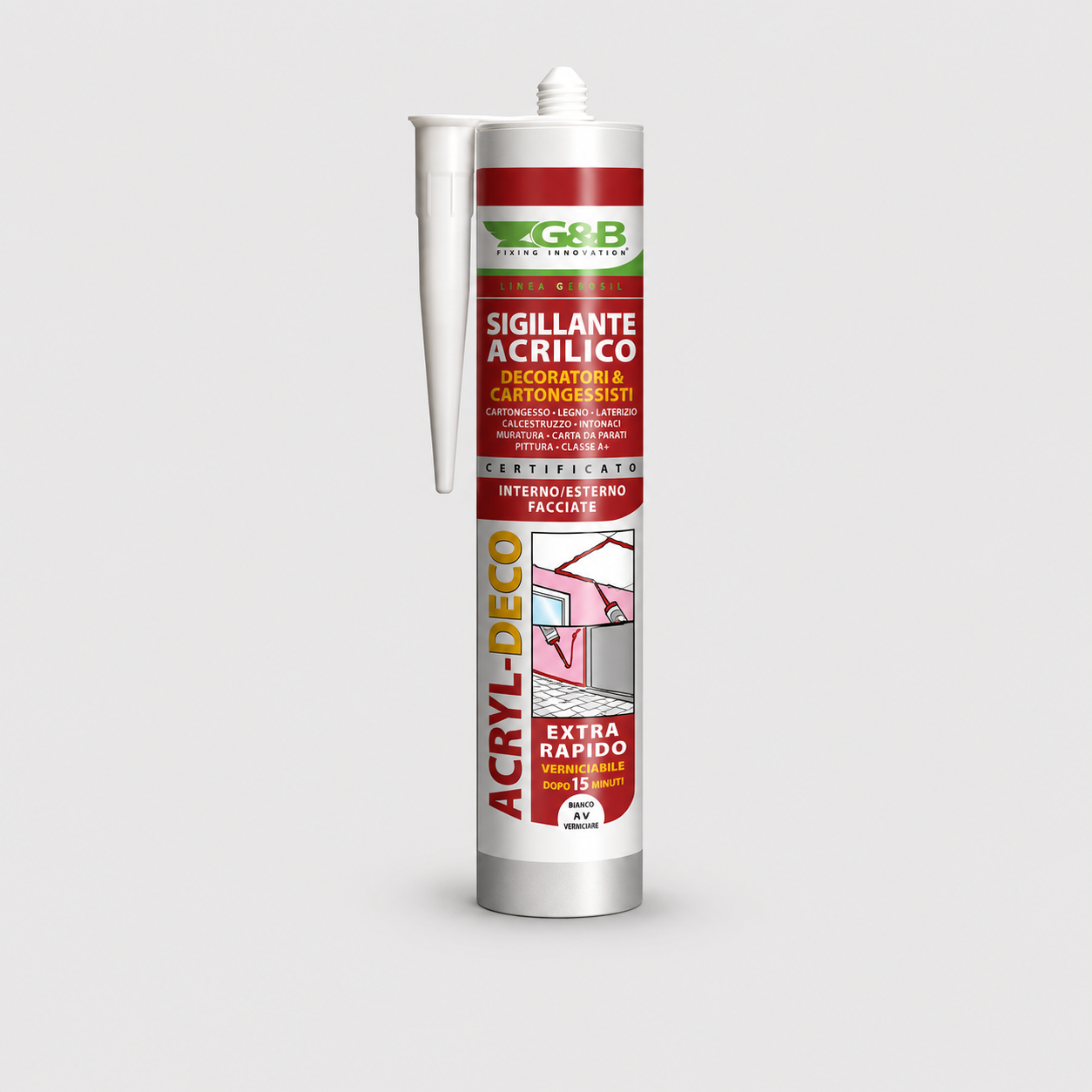 Sigillante Acrilico Extra Rapido per Decoratori e Cartongessisti GEBOSIL ACRYL-DECO Bianco