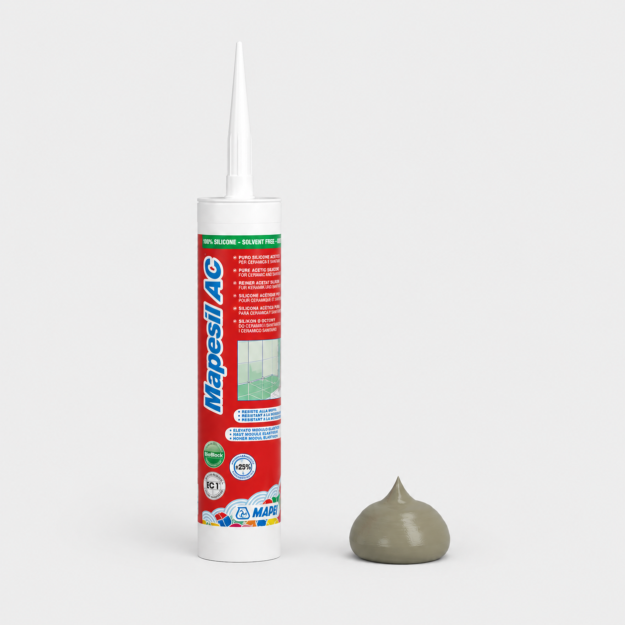 Sigillante Siliconico Acetico Antimuffa ad Alta Elasticità Mapei Mapesil AC - 113 Grigio Cemento