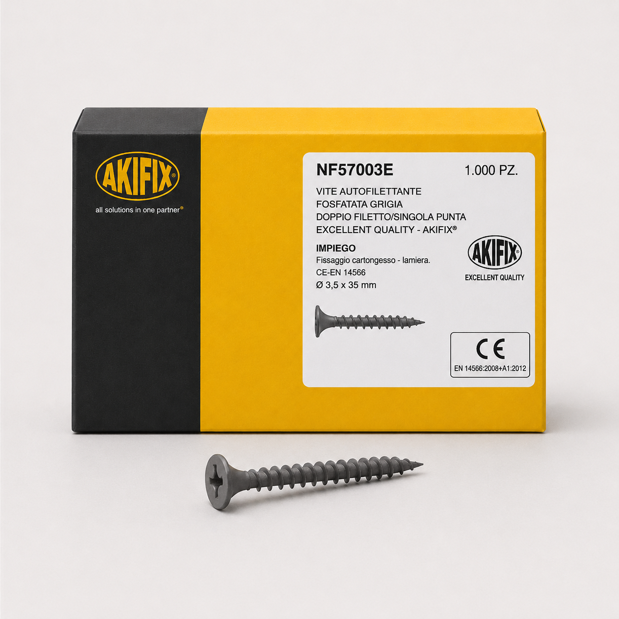 Vite autofilettante fosfatata grigia  JY® doppio filetto  3,5x 35 mm