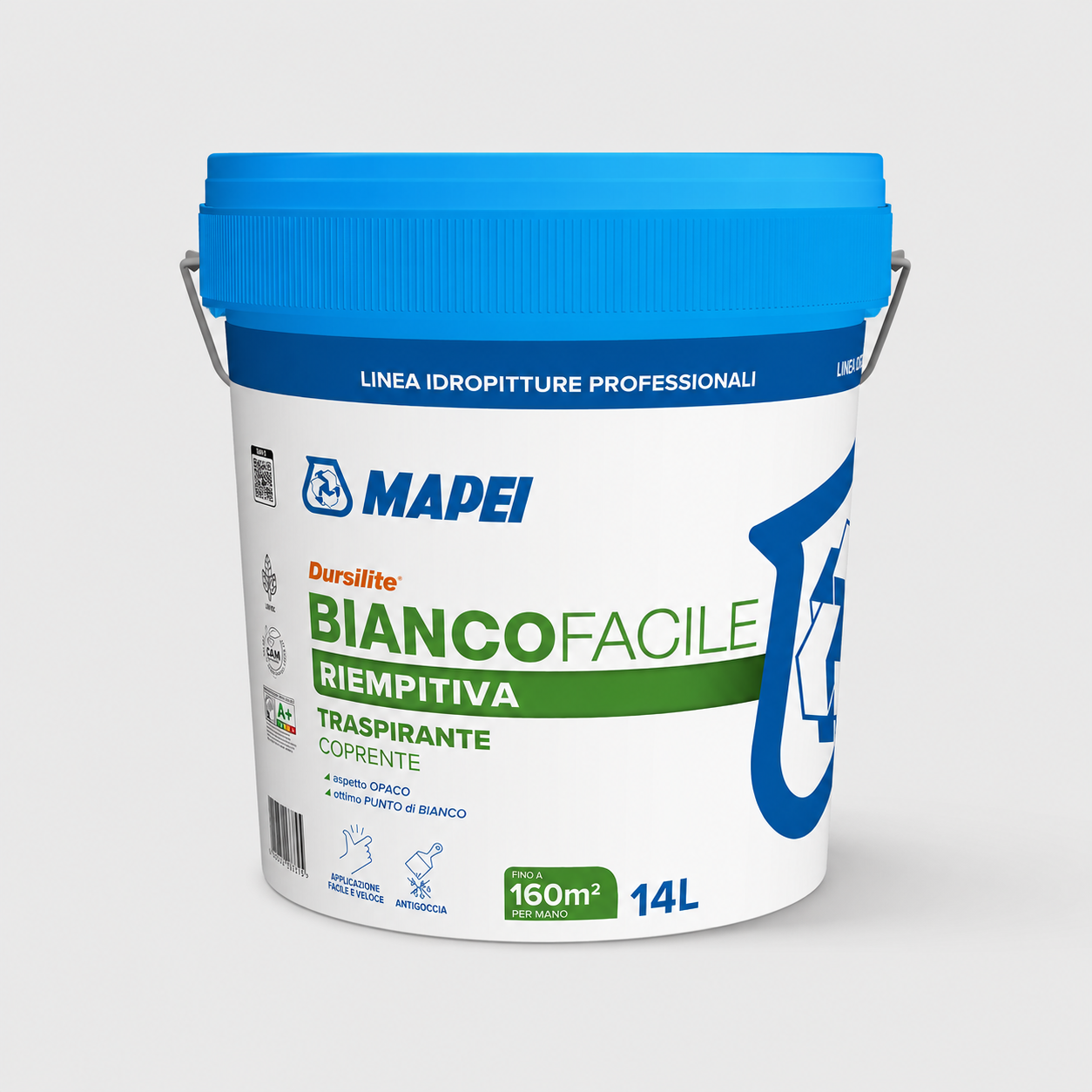 Idropittura Murale Traspirante e Coprente per Interni DURSILITE BIANCO FACILE 14Litri