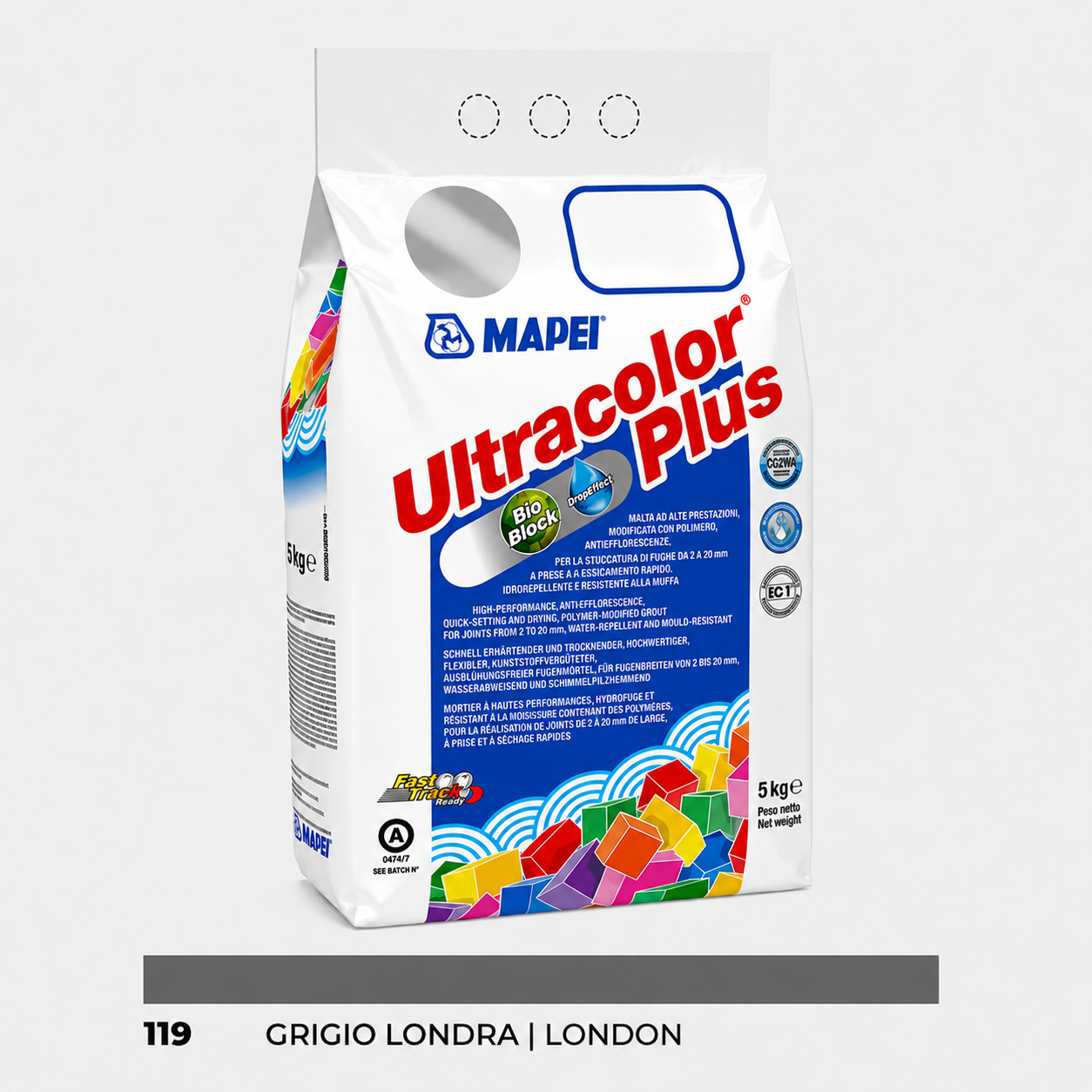 Stucco Cementizio Antimuffa e Idrorepellente ad Alte Prestazioni Mapei Ultracolor Plus – 119 Grigio Londra