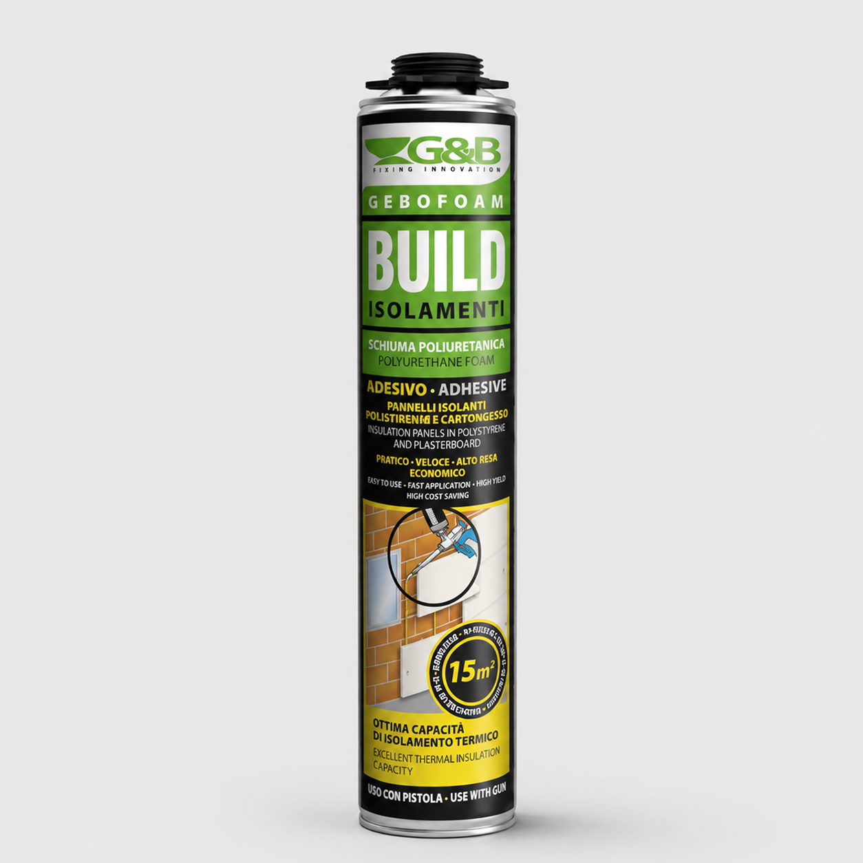 Schiuma Poliuretanica Adesiva per Pistola 825 ml GEBOFOAM BUILD ISOLAMENTI
