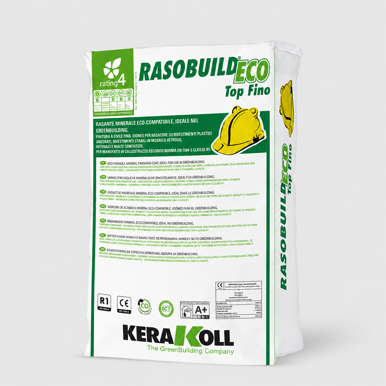 Rasante minerale eco-compatibile di finitura fine Rasobuild Eco Top Fino 25Kg bianco