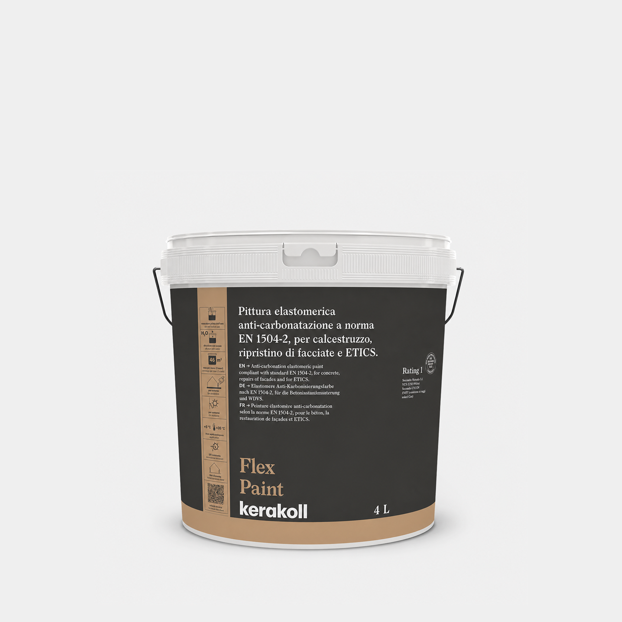 Pittura Elastomerica Anticarbonatazione per Facciate e Calcestruzzo Kerakoll Flex Paint 4Litri