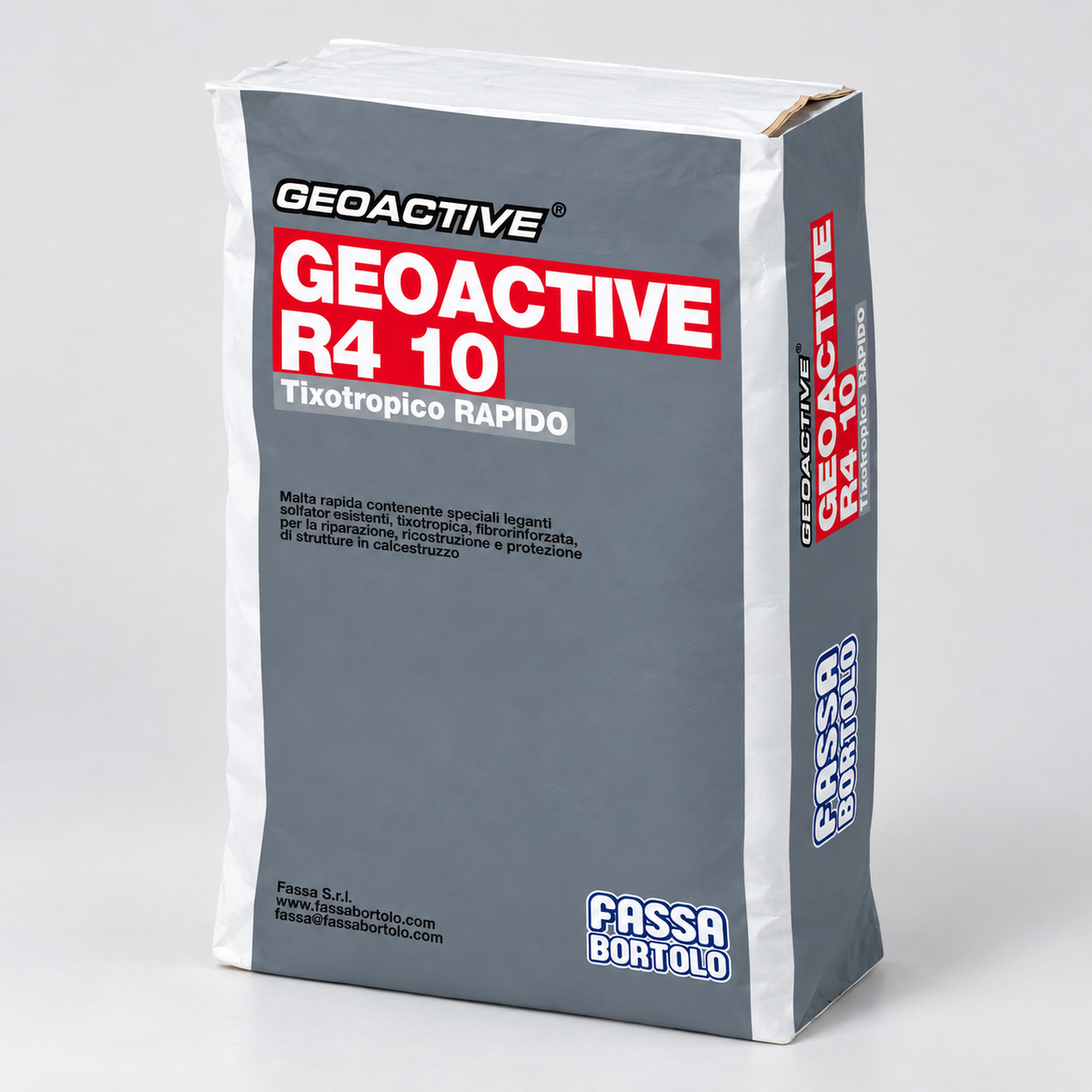 Malta Rapida Tixotropica Fibrorinforzata GEOACTIVE R4 10 per Ripristino Calcestruzzo 25 kg (RITIRO IN NEGOZIO)