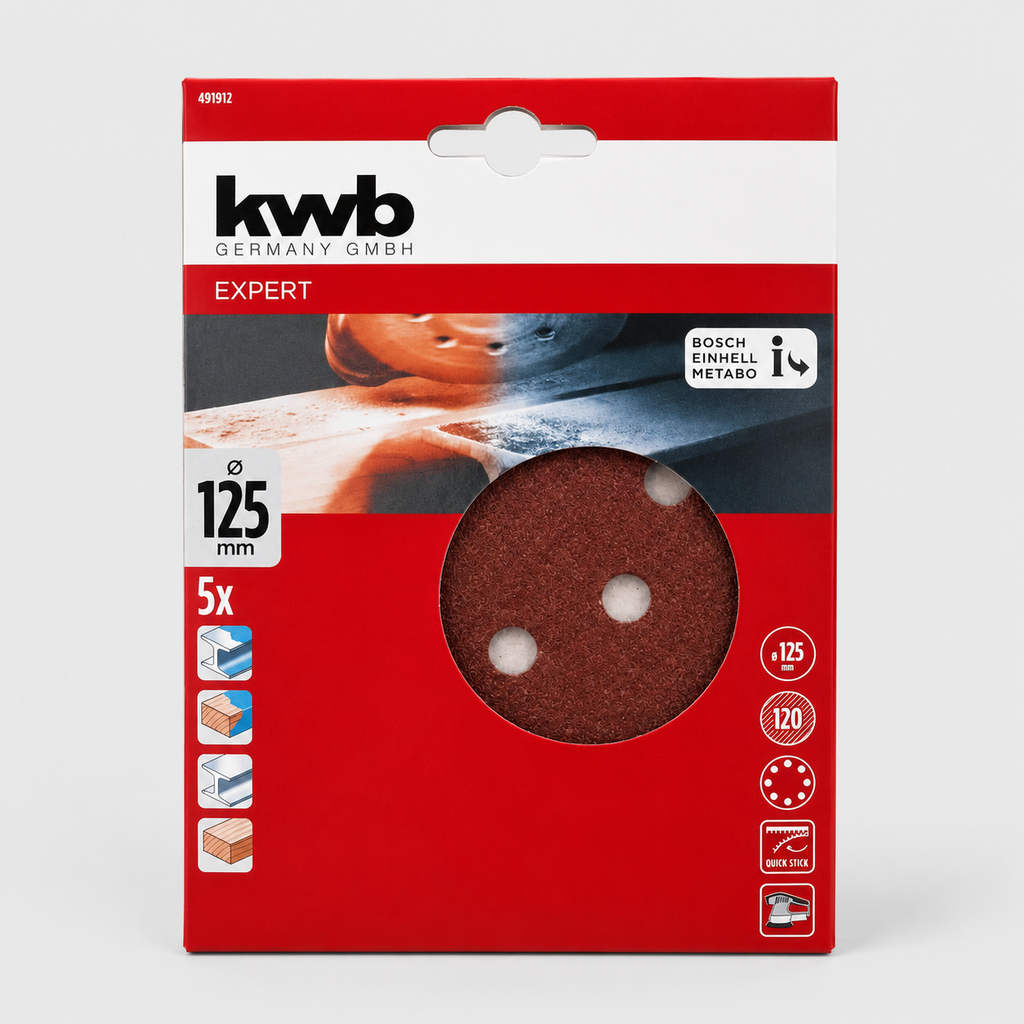 Dischi Abrasivi Quick-Stick Ø 125 mm Grana 120 – Confezione da 5 Pezzi