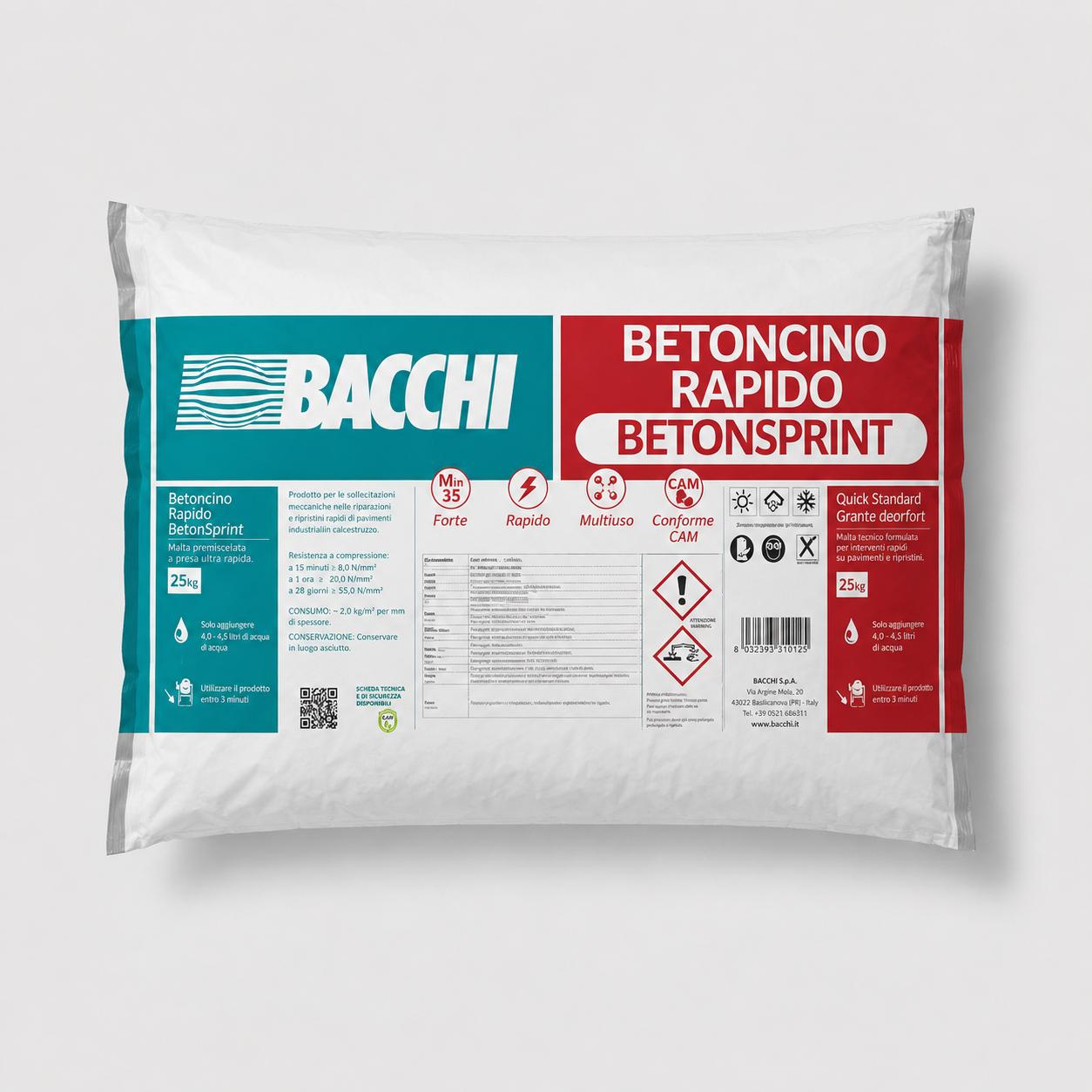 Betoncino Rapido Rck 35 Sacco 25 kg Beton Sprint Rapido Bacchi (RITIRO IN NEGOZIO)