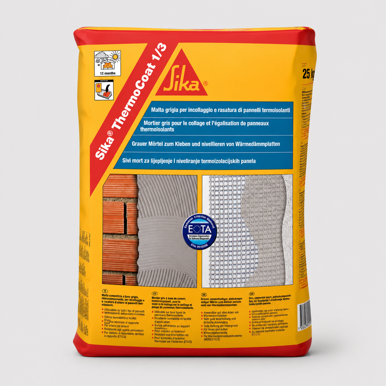 Collante e Rasante per Sistemi di Isolamento a Cappotto Sika ThermoCoat®-1/3 25Kg