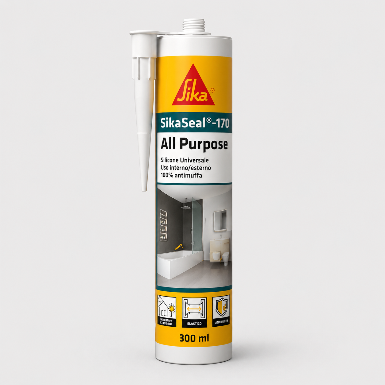 Sigillante siliconico acetico antimuffa SikaSeal®-170 Bianco