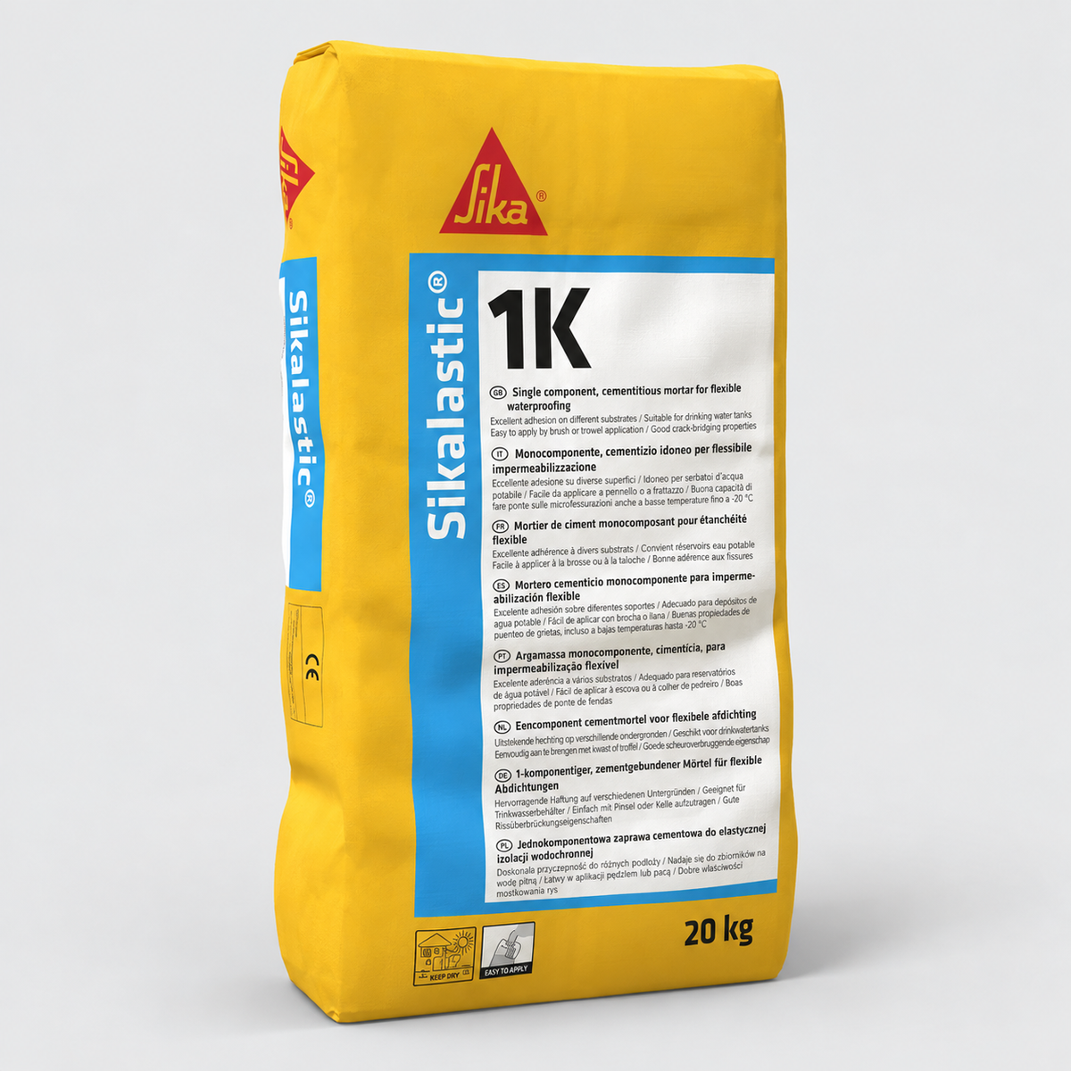Malta Cementizia Impermeabilizzante Monocomponente Fibrorinforzata 20 kg Sika Sikalastic-1K (RITIRO IN NEGOZIO)