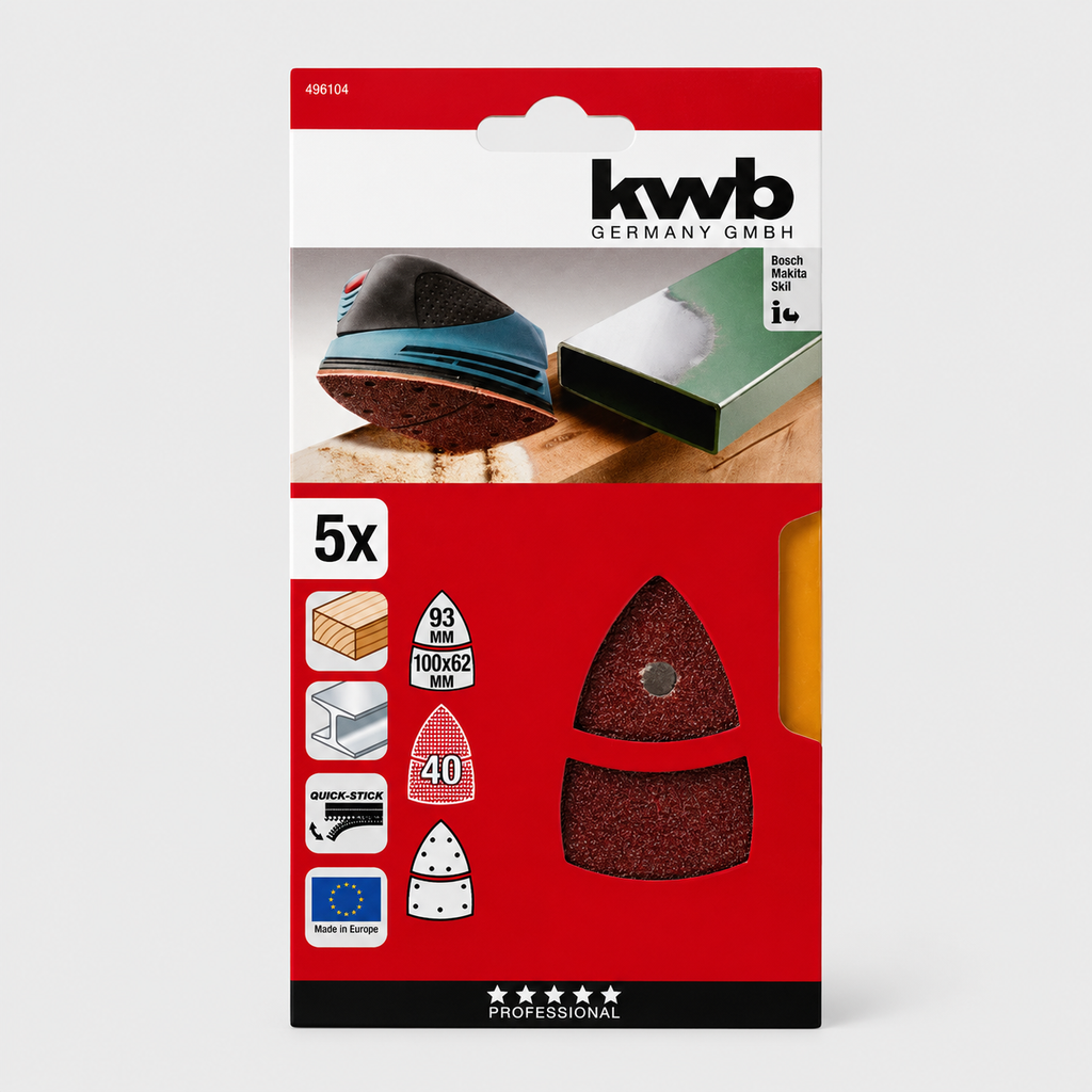 Triangolo Abrasivo KWB Delta 100 x 150 mm Grana 40