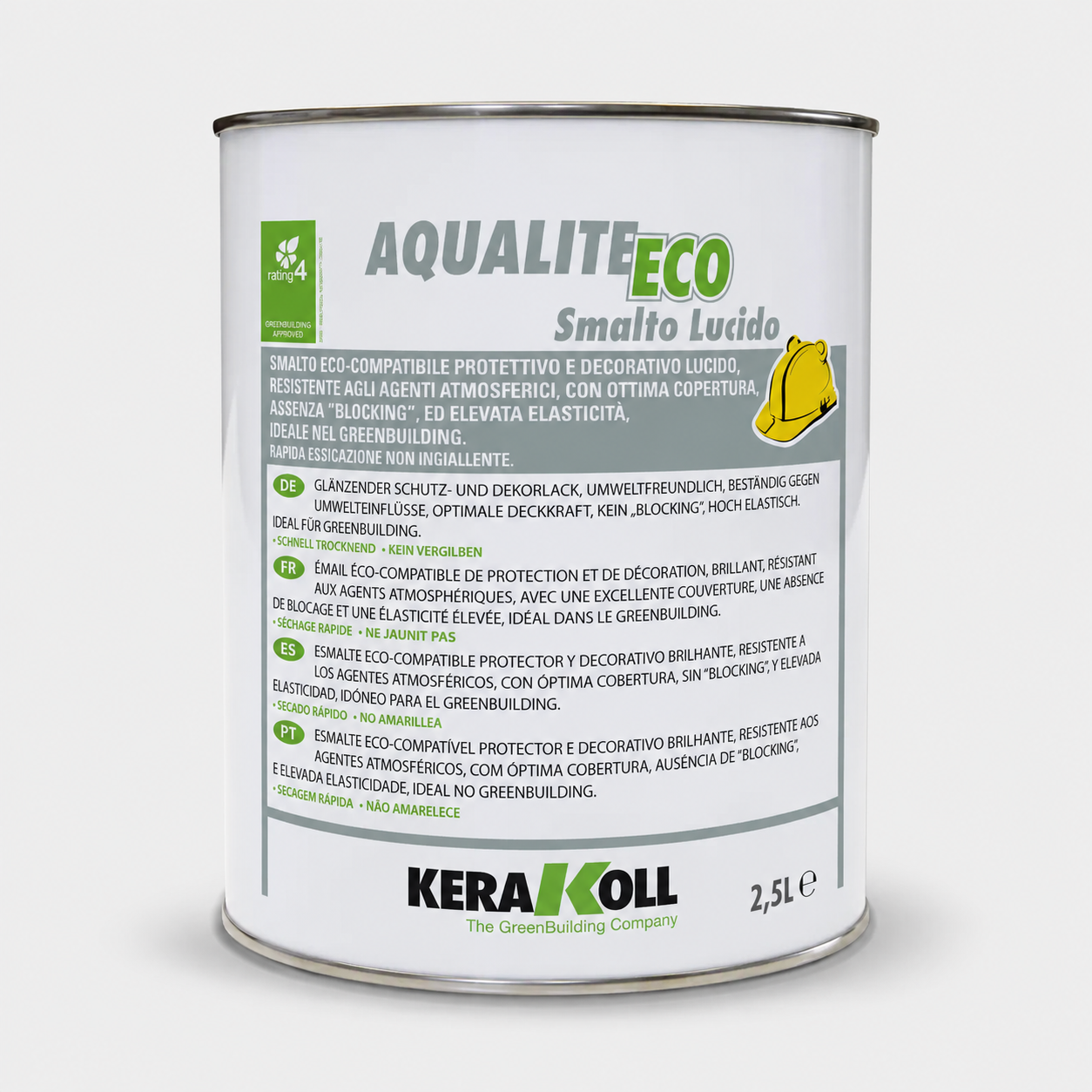 Smalto Protettivo e Decorativo all’Acqua Kerakoll Aqualite Eco Smalto Lucido 2,5Litri bianco (Copia)